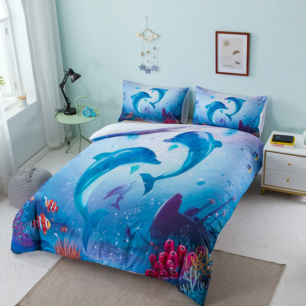 Blue Ocean Kids Duvet Cover Sets | Dolphin & Jellyfish Style